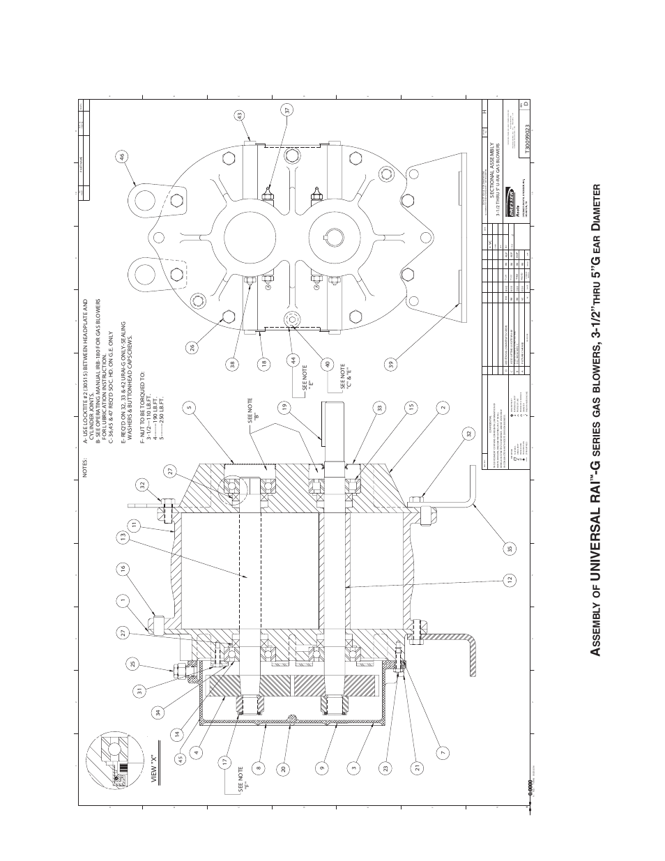 Universal rai, 5” g, Ssembl y o f | Series gas blo wers, Thr u, Iameter, View "x | CAMCORP Blower Package with Roots Blower User Manual | Page 51 / 62