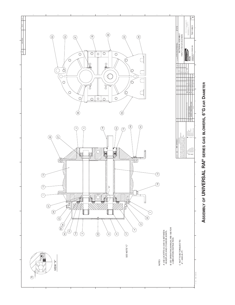 Universal rai, 6” g, Ssembl y o f | Series gas blo wers, Dimensional tolerances unless otherwise specified, Iameter, View "x | CAMCORP Blower Package with Roots Blower User Manual | Page 52 / 62