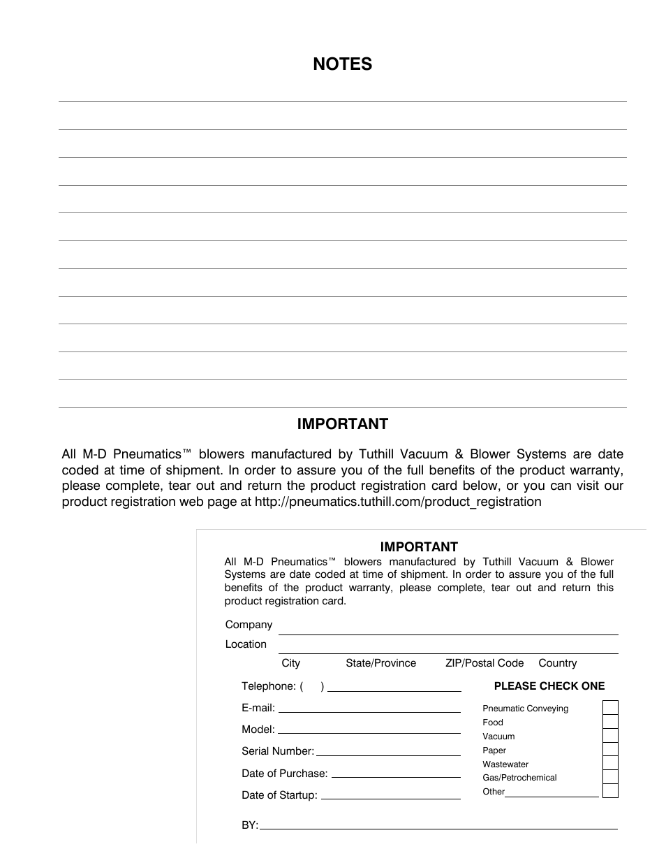 Important | CAMCORP Blower Package with M-D Pneumatics Blower User Manual | Page 35 / 36