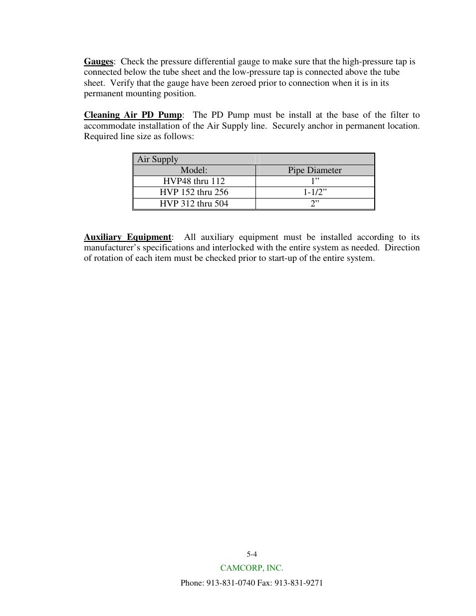 CAMCORP HVP with Duroflow Blower User Manual | Page 15 / 83