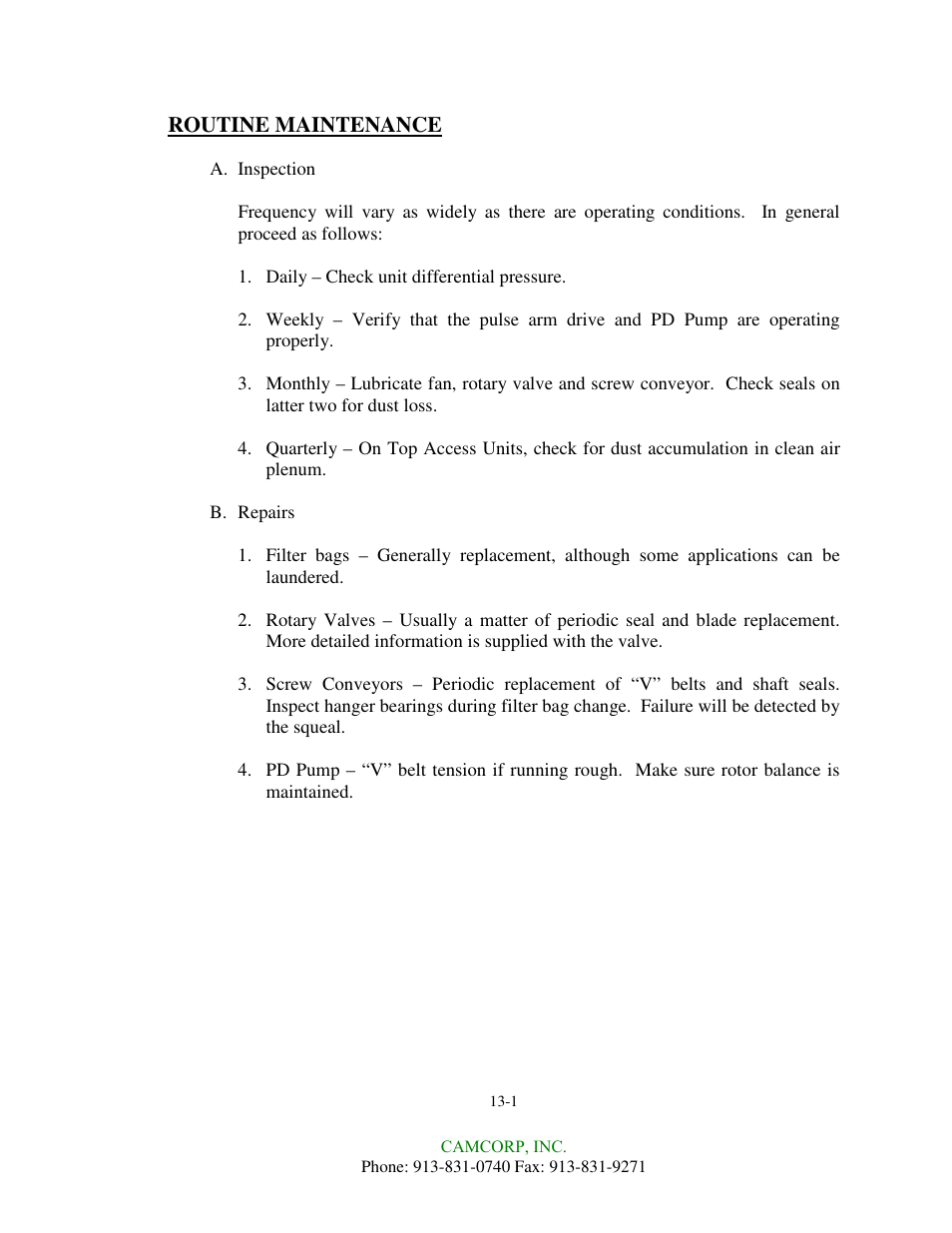 CAMCORP HVP with Duroflow Blower User Manual | Page 31 / 83