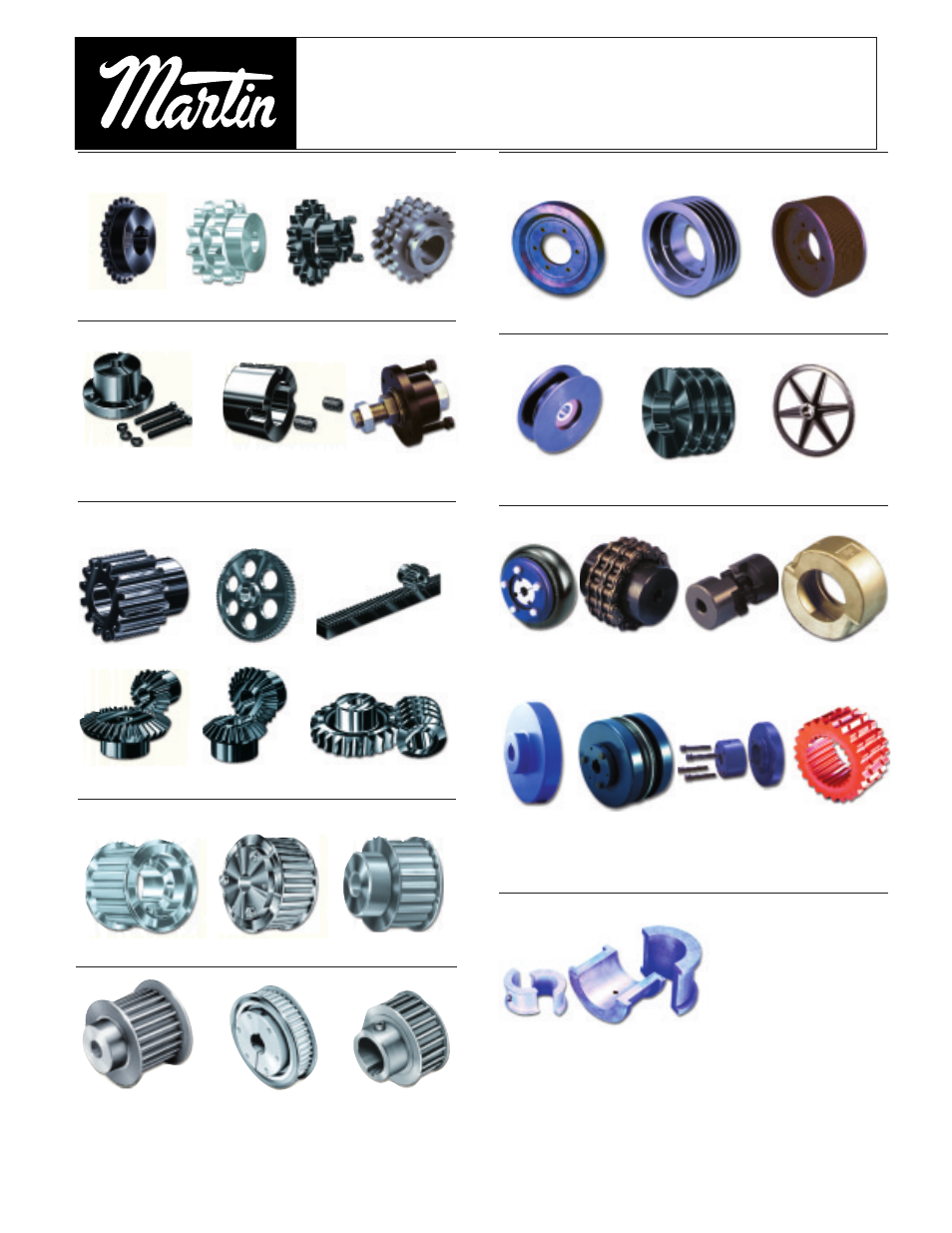 Made-to-order and stock products, Martin, Stock qd v-belt sheaves | Stock tapered bushed v-belt sheaves, Stock couplings/covers, Stock sintered metal and sinteed steel products, All steel stock sprockets, Stock bushings/hubs, Stock gears/steel and cast, Stock timing pulleys | CAMCORP HVP with Duroflow Blower User Manual | Page 44 / 83
