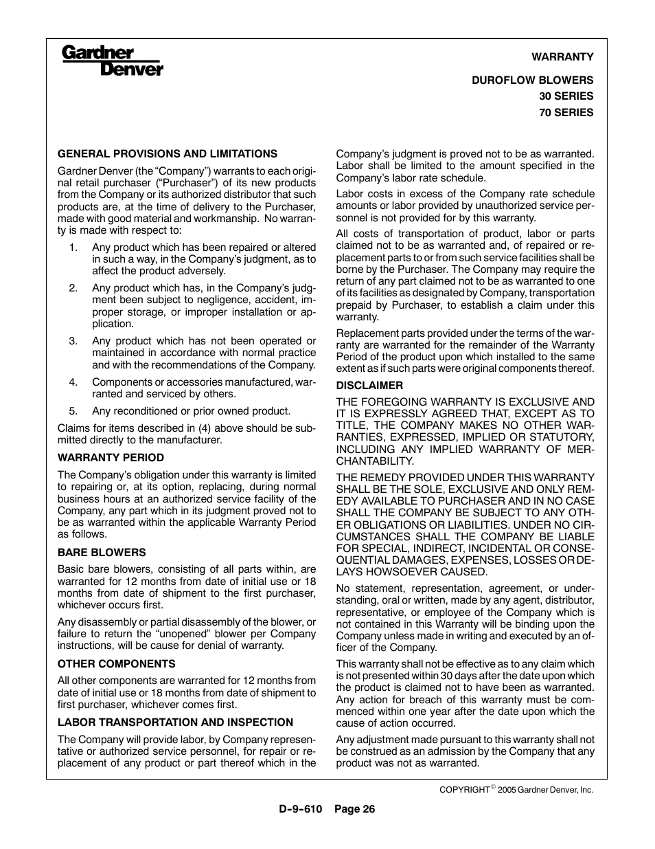 CAMCORP HVP with Duroflow Blower User Manual | Page 81 / 83