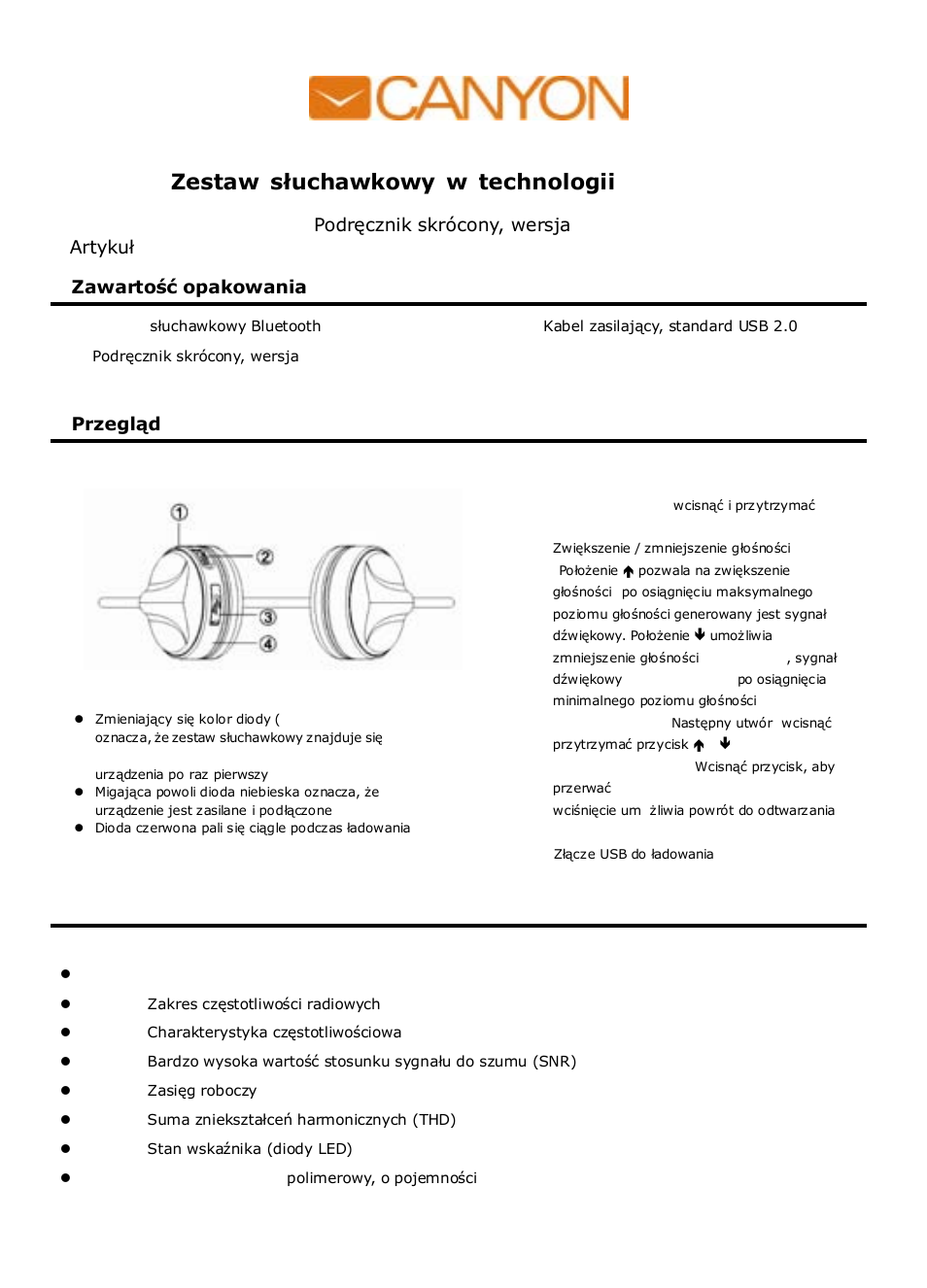 Zestaw słuchawkowy w technologii bluetooth | Canyon CNA-BTHS02 User Manual | Page 27 / 72