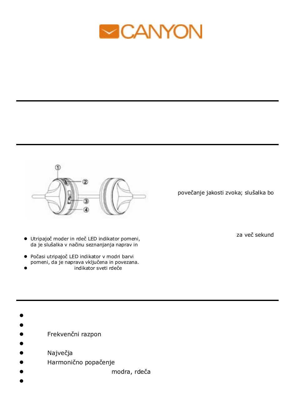 Rf frekvenca: 2.402-2.480ghz, 2.4g ism band | Canyon CNA-BTHS02 User Manual | Page 37 / 72
