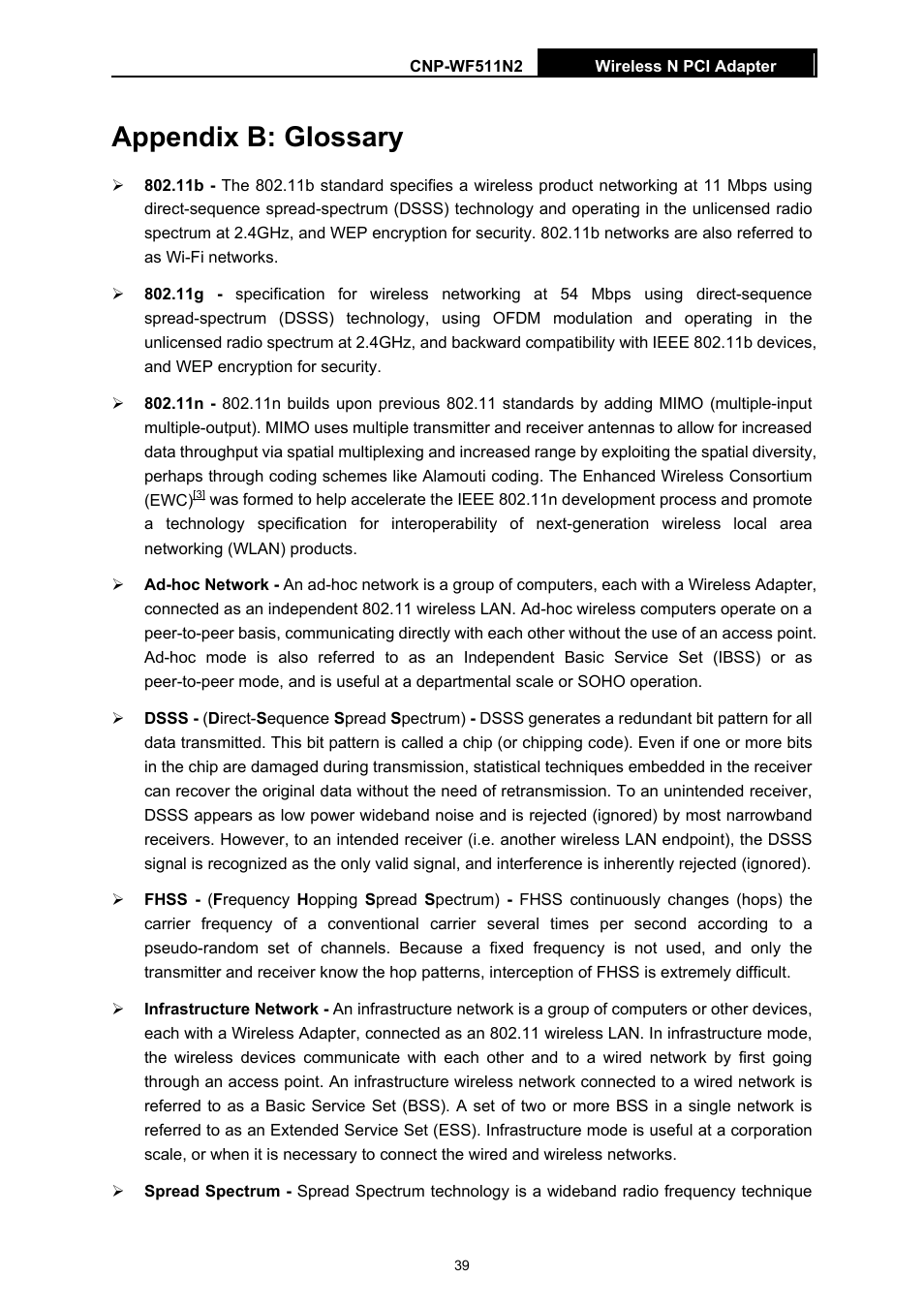 Appendix b: glossary | Canyon CNP-WF511N2 User Manual | Page 43 / 44