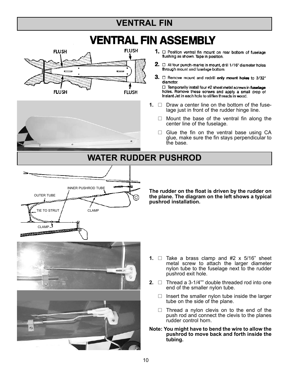 Ventral fin, Water rudder pushrod | Carl Goldberg GBGQ1296 User Manual | Page 10 / 12