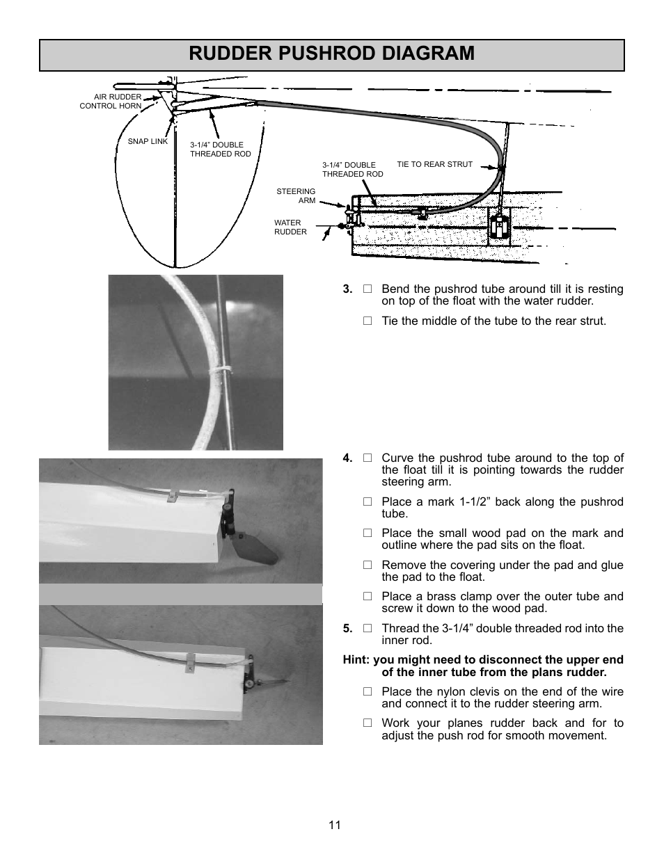 Rudder pushrod diagram | Carl Goldberg GBGQ1296 User Manual | Page 11 / 12