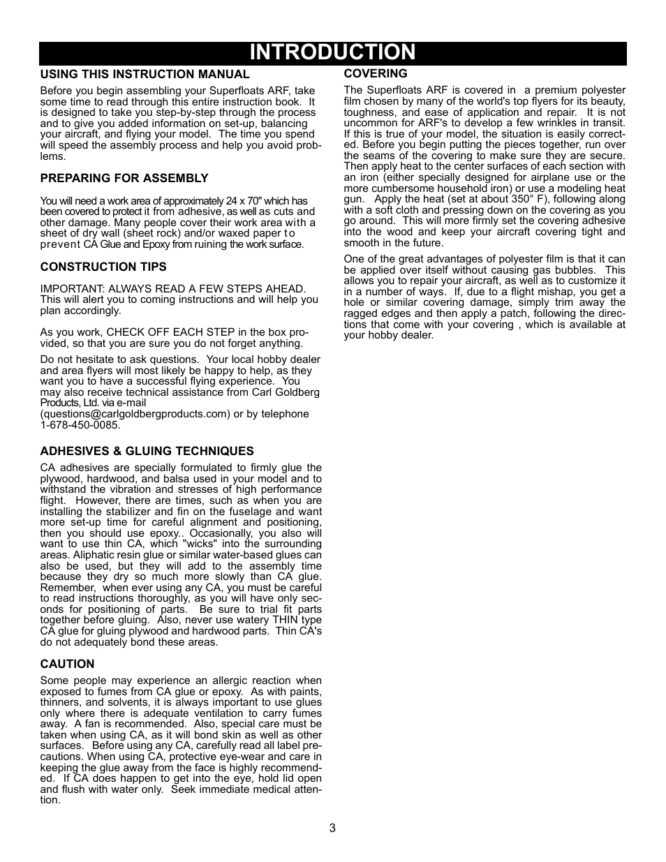 Introduction | Carl Goldberg GBGQ1296 User Manual | Page 3 / 12