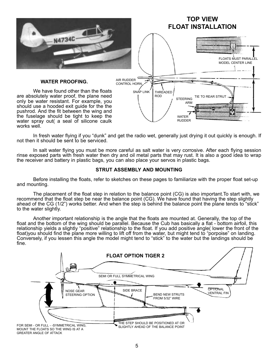 Top view float installation | Carl Goldberg GBGQ1296 User Manual | Page 5 / 12