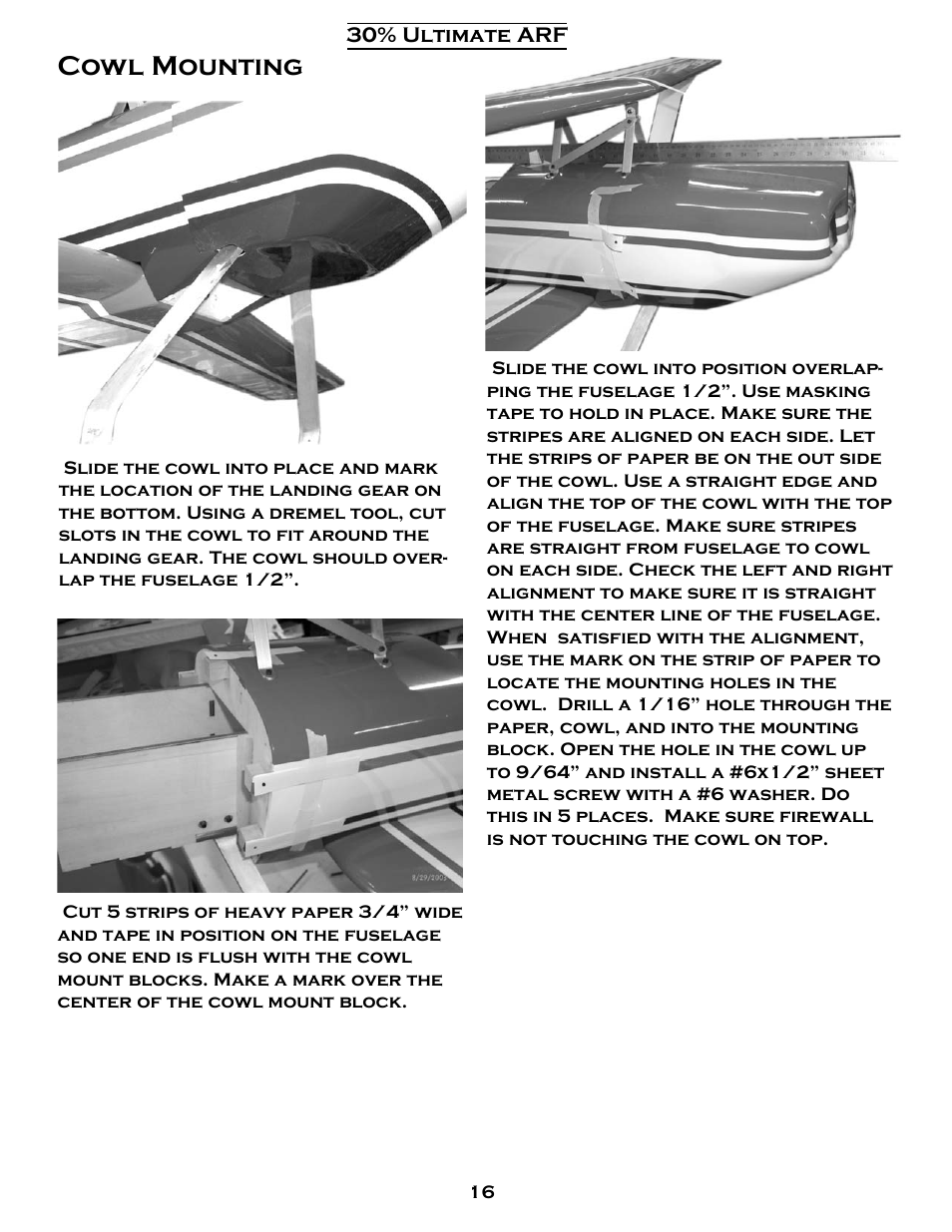 Cowl mounting | Carl Goldberg GBGA1079 User Manual | Page 16 / 25