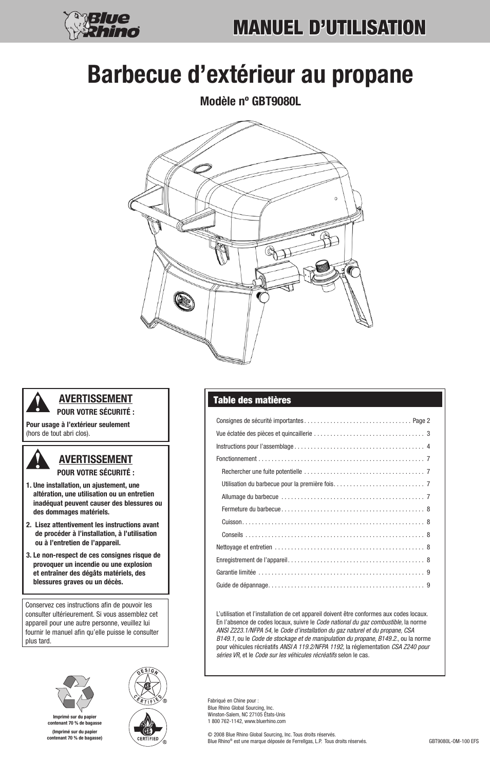 Blue Rhino GBT9080L User Manual | Page 10 / 28