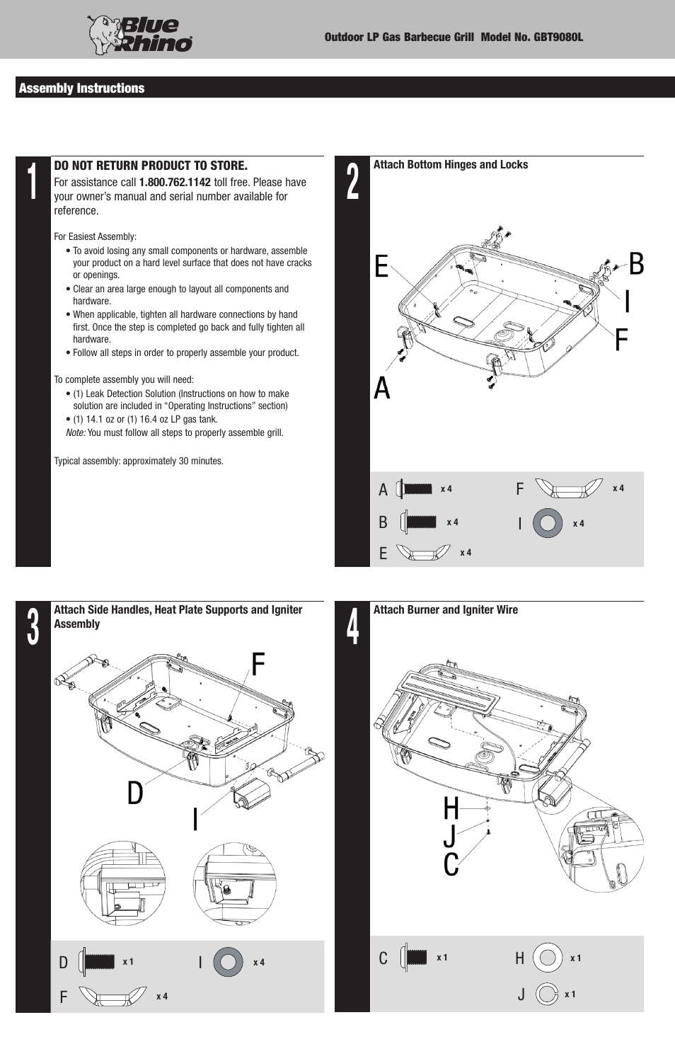 Blue Rhino GBT9080L User Manual | Page 4 / 28