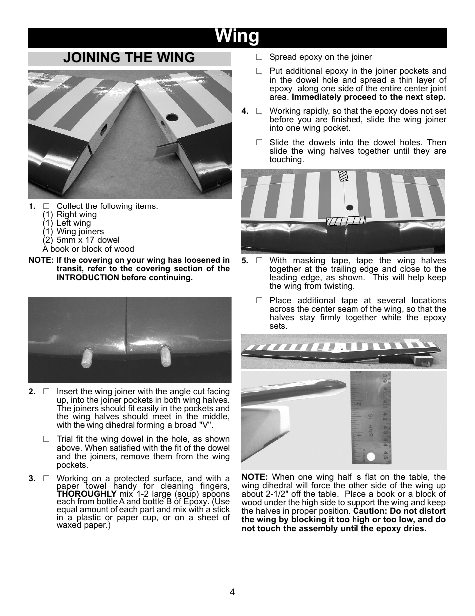 Wing, Joining the wing | Carl Goldberg GBGA1023 User Manual | Page 4 / 12