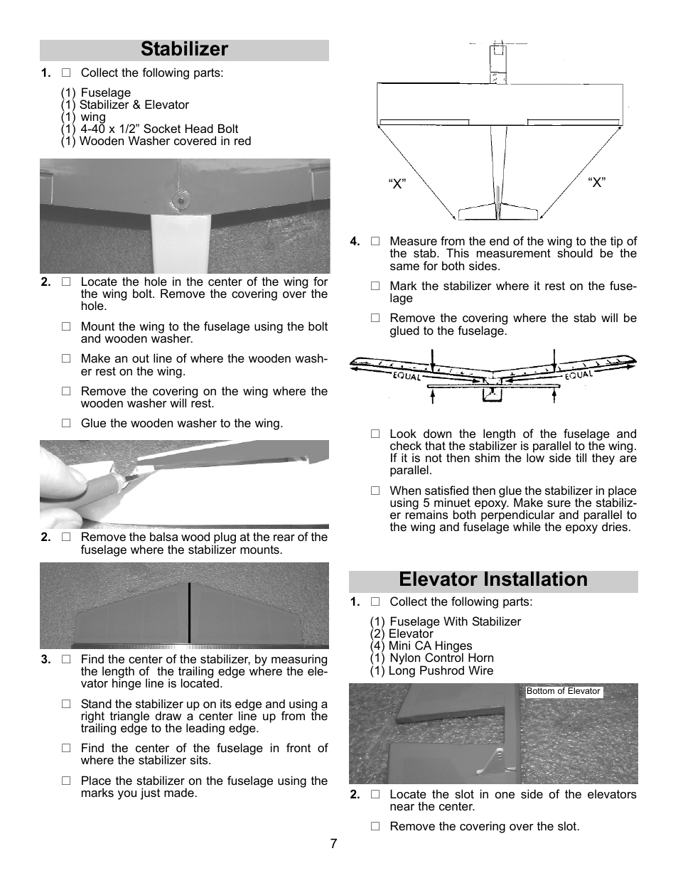 Stabilizer, Elevator installation | Carl Goldberg GBGA1023 User Manual | Page 7 / 12