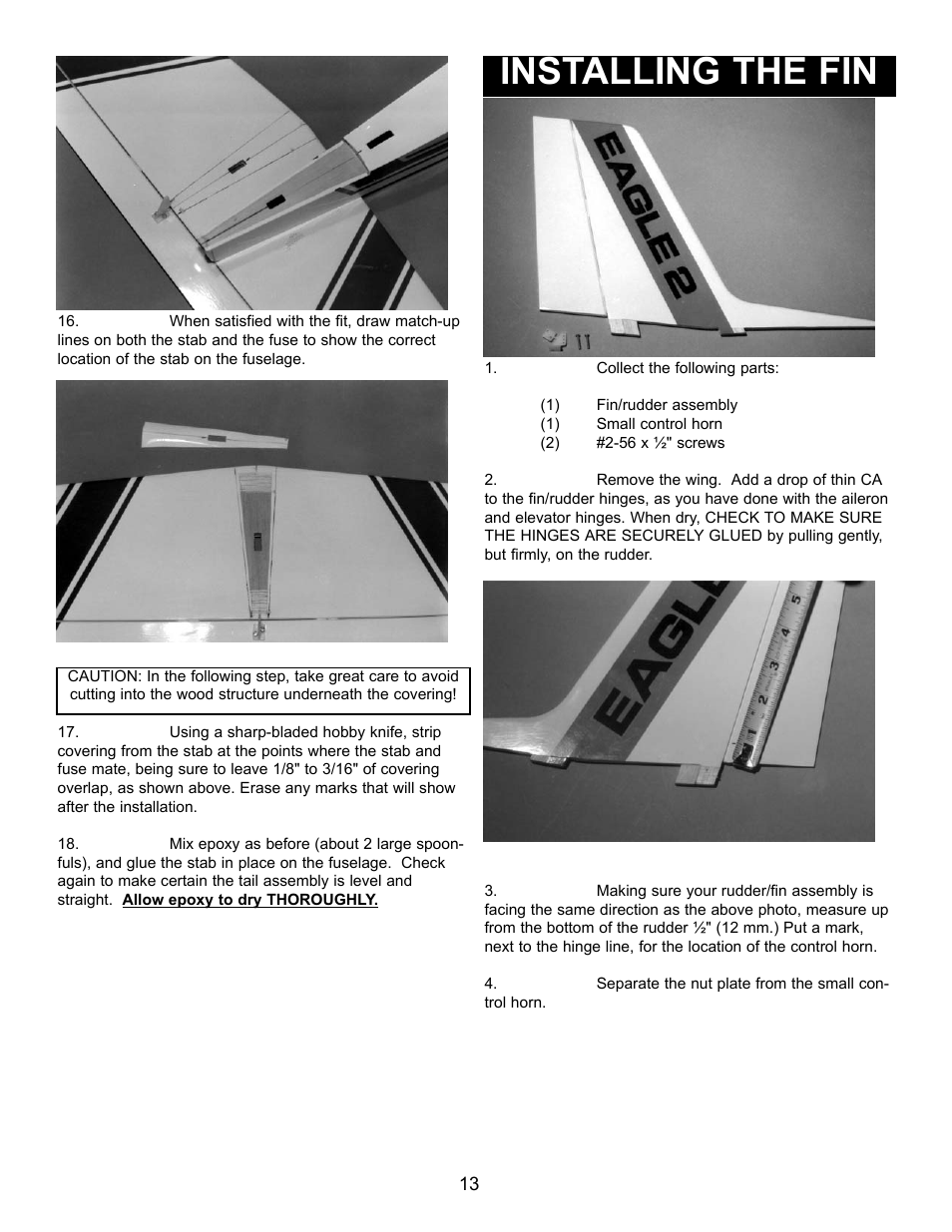 Installing the fin | Carl Goldberg GPMA1956 Eagle 2 ARF User Manual | Page 13 / 40