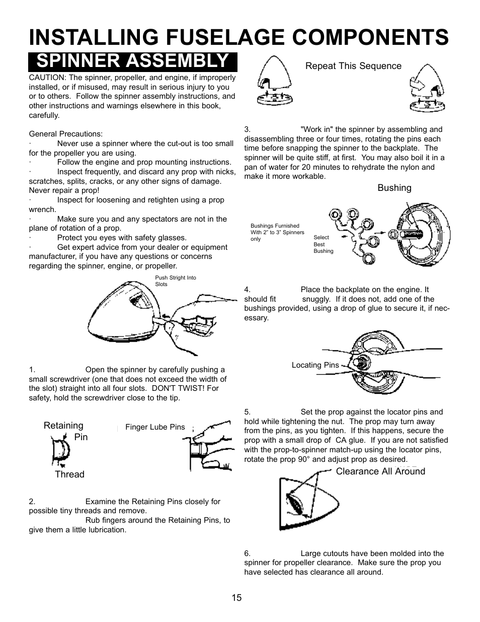 Installing fuselage components, Spinner assembly | Carl Goldberg GPMA1956 Eagle 2 ARF User Manual | Page 15 / 40