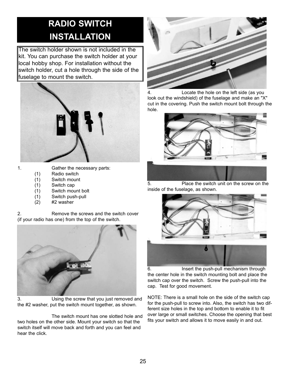 Radio switch installation | Carl Goldberg GPMA1956 Eagle 2 ARF User Manual | Page 25 / 40