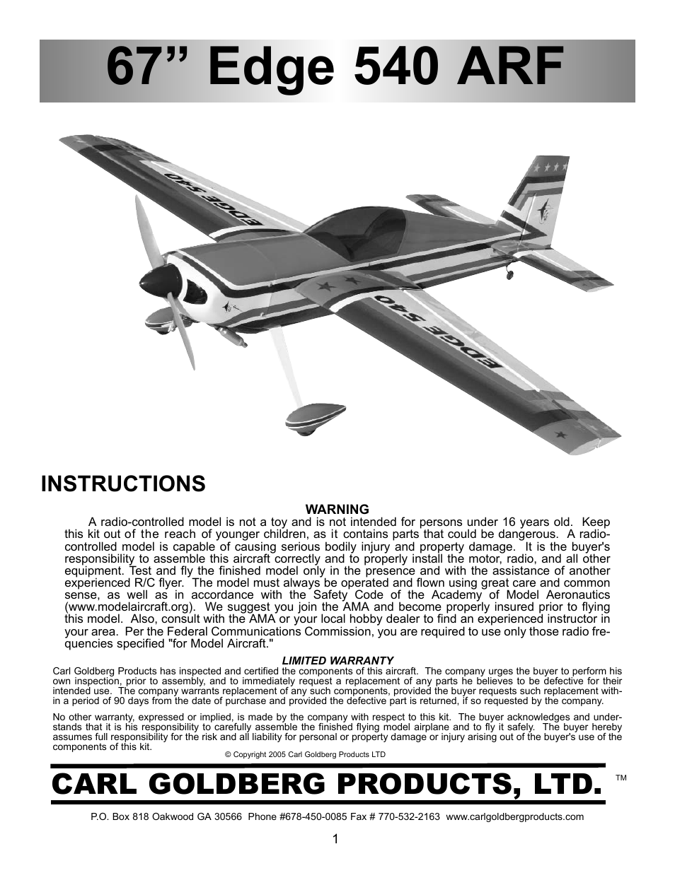 Carl Goldberg GBGA1046 User Manual | 21 pages