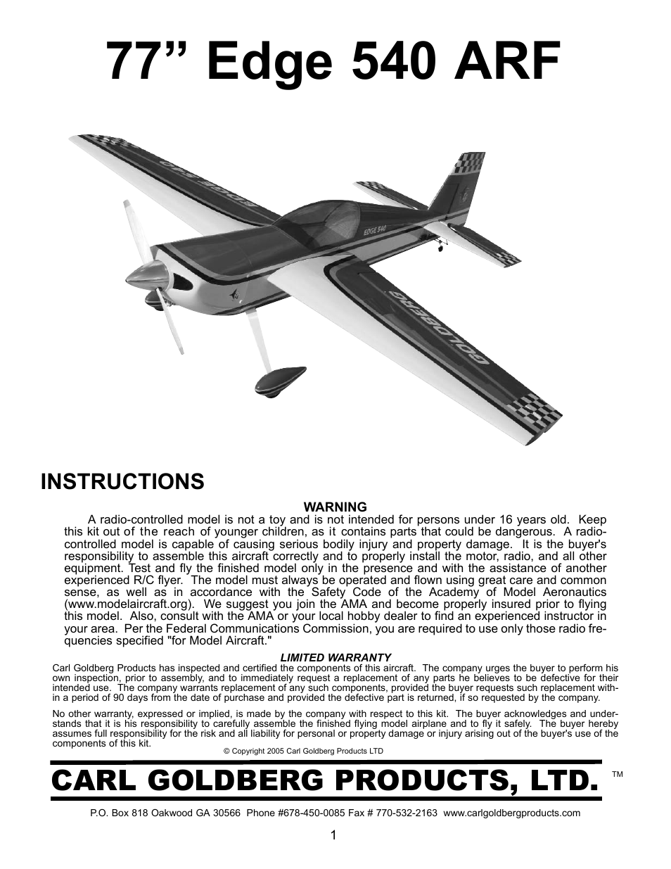 Carl Goldberg GBGA1045 User Manual | 21 pages