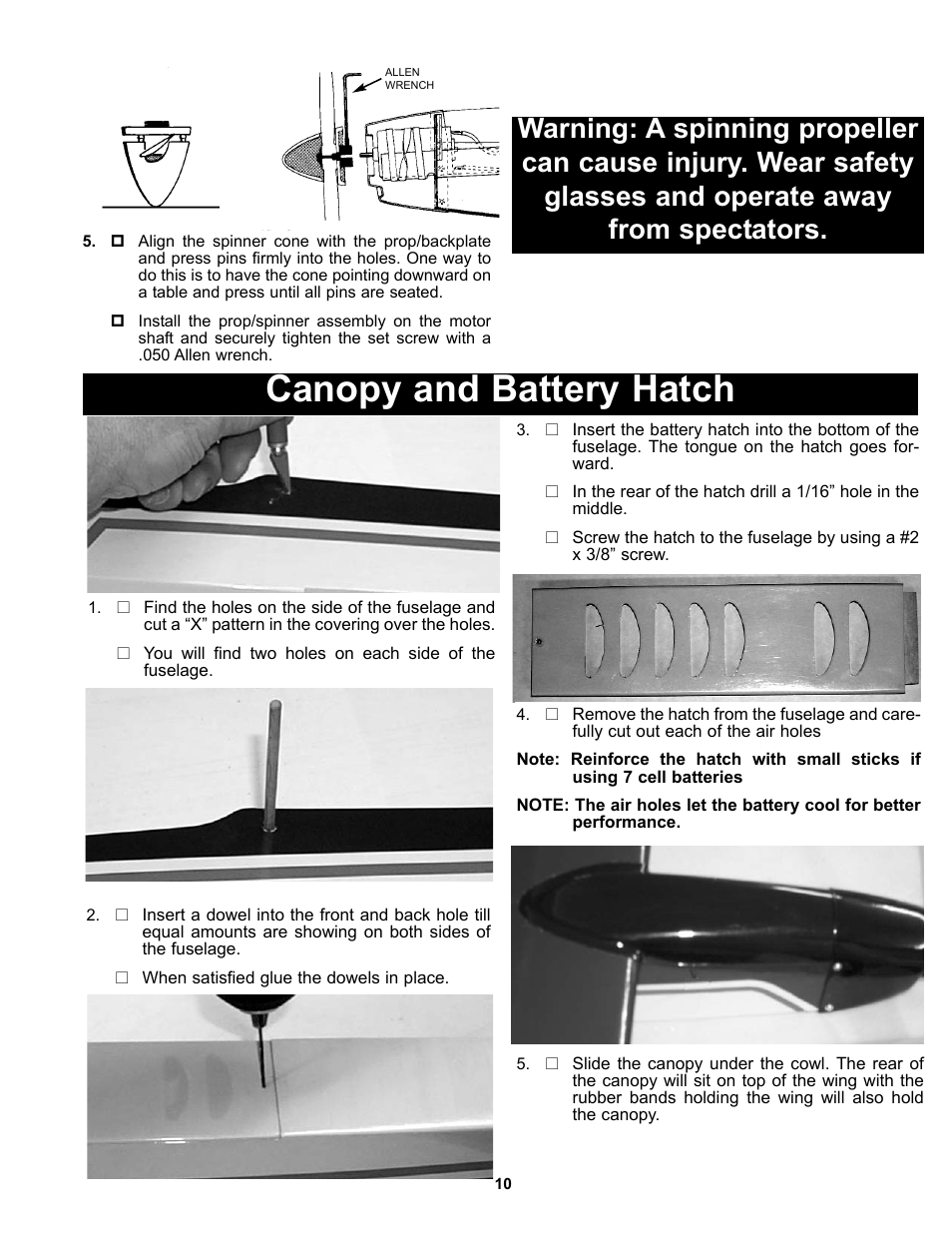 Canopy and battery hatch | Carl Goldberg GBGA1040 User Manual | Page 10 / 16