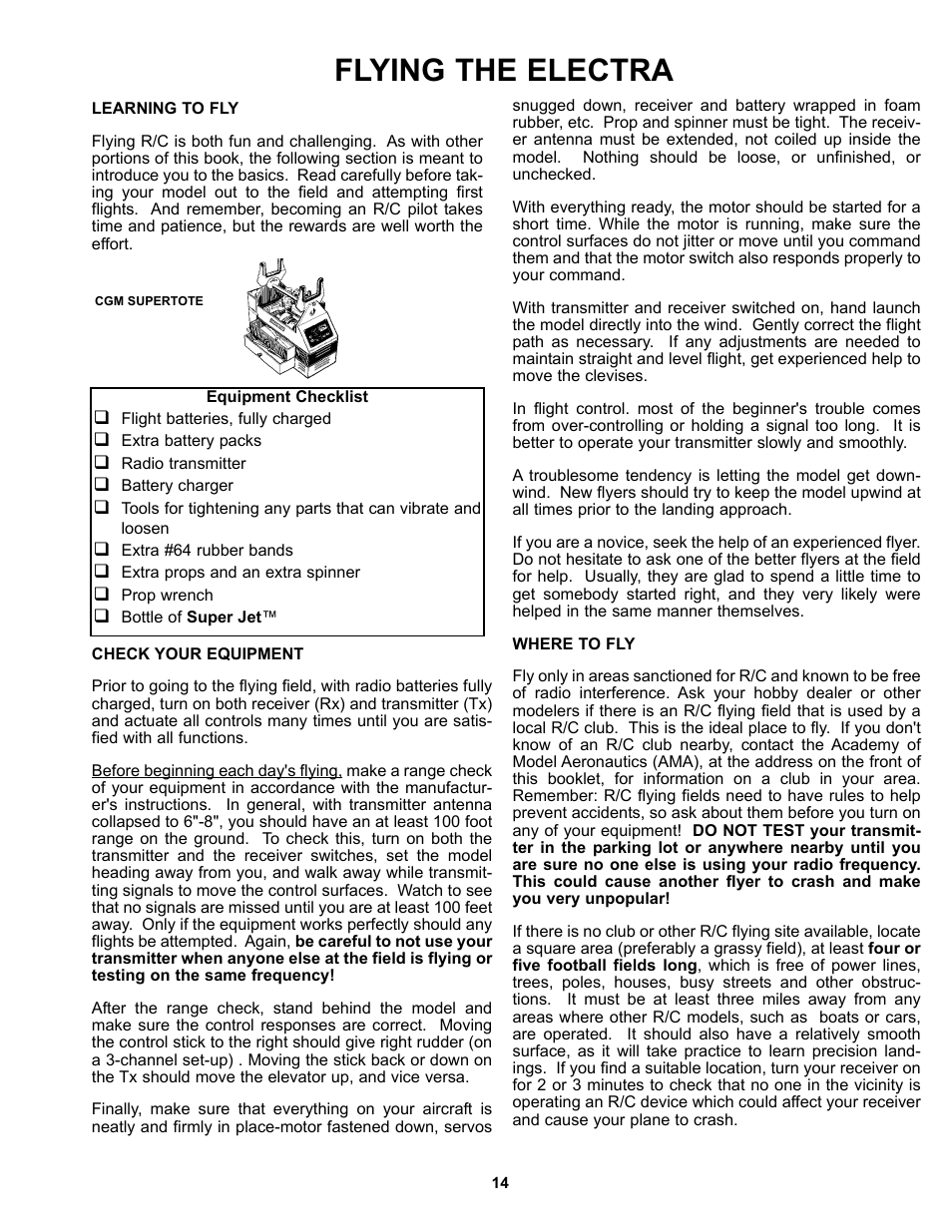 Flying the electra | Carl Goldberg GBGA1040 User Manual | Page 14 / 16