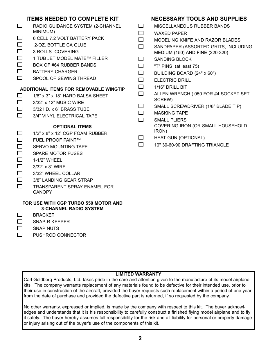 Carl Goldberg GBGA0040 User Manual | Page 2 / 40