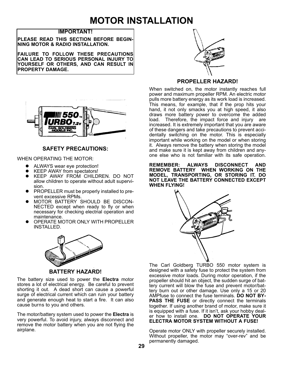 Motor installation | Carl Goldberg GBGA0040 User Manual | Page 29 / 40