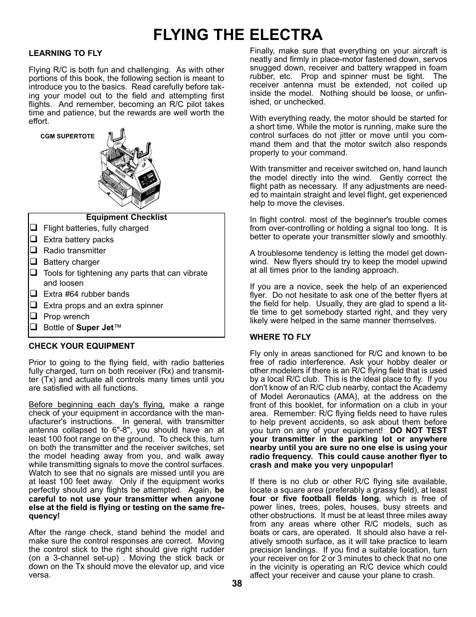 Flying the electra | Carl Goldberg GBGA0040 User Manual | Page 38 / 40