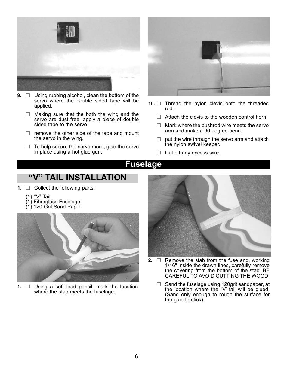 V” tail installation, Fuselage | Carl Goldberg GBGA1082 User Manual | Page 6 / 10