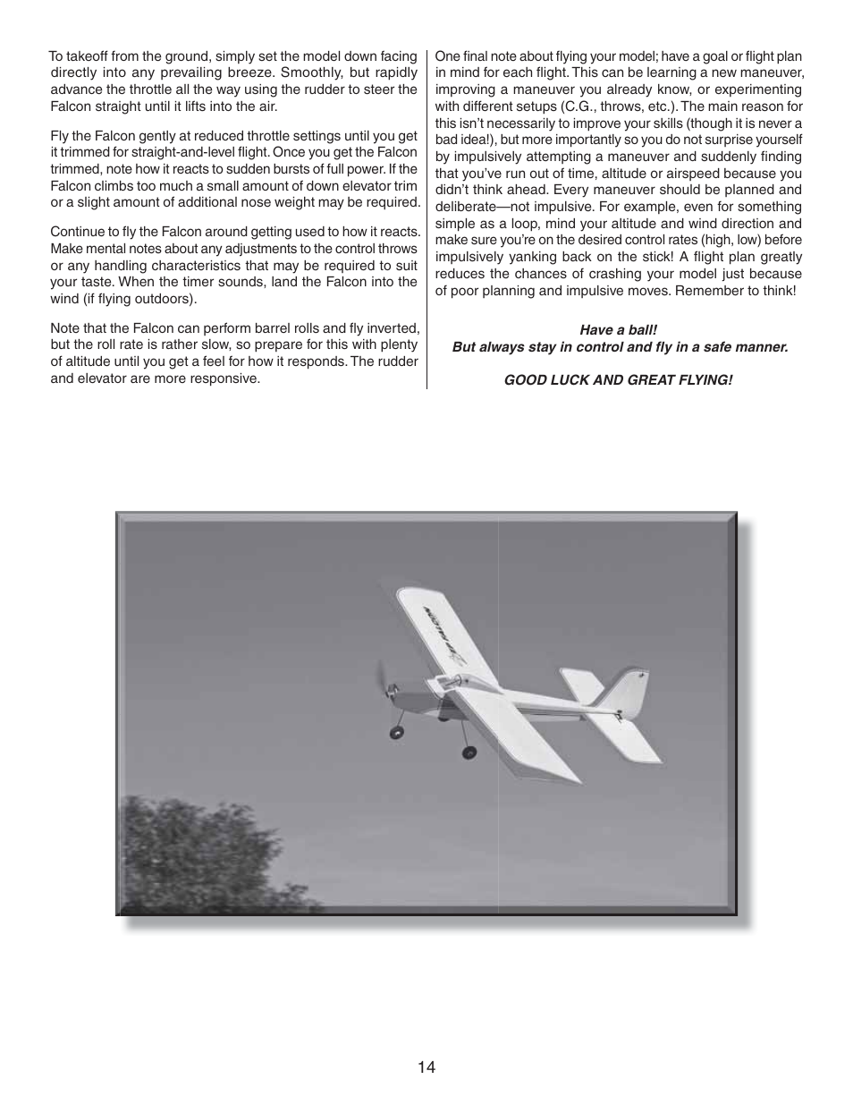 Carl Goldberg GPMA1940 EP Falcon ARF User Manual | Page 14 / 16