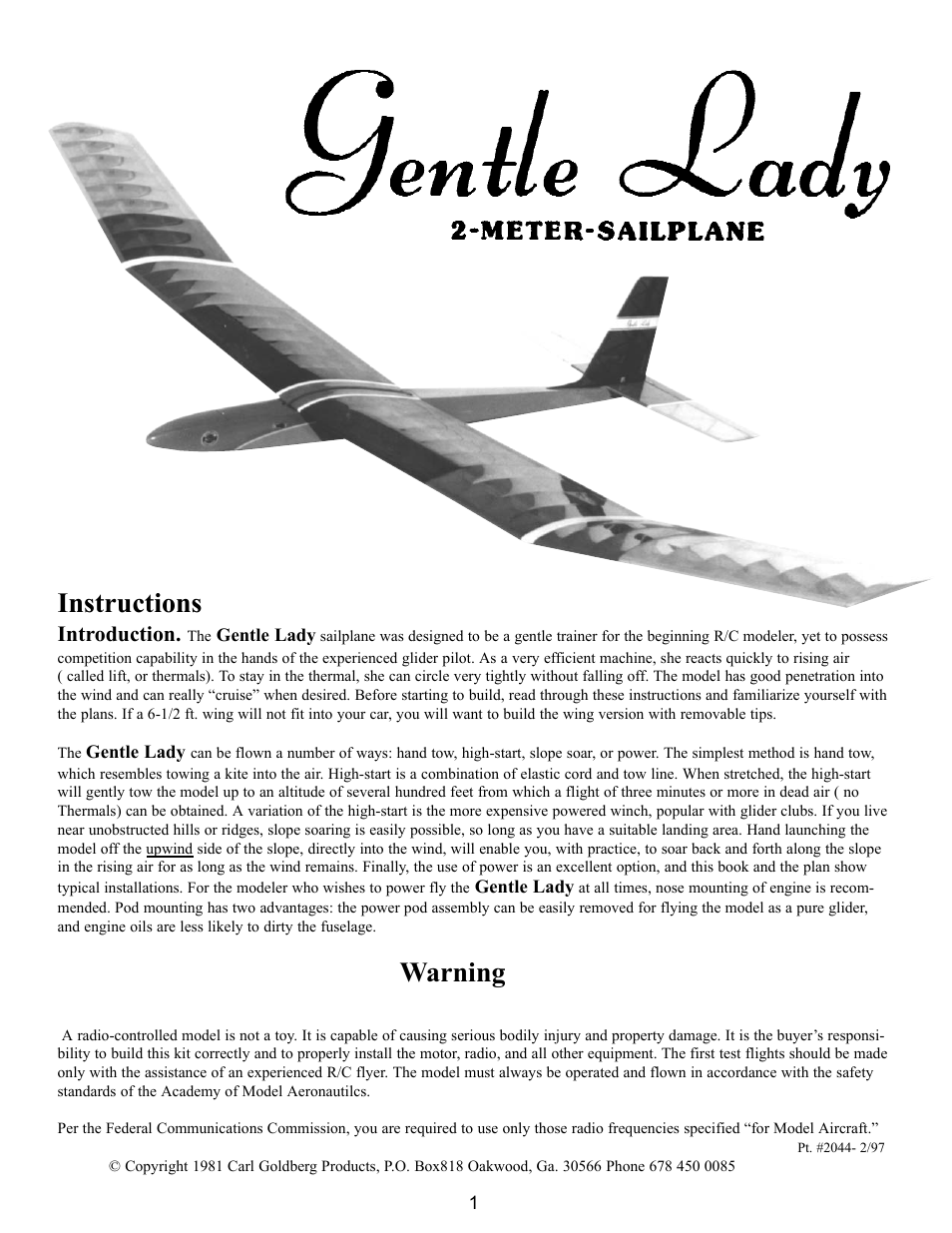 Carl Goldberg GPMA0960 Gentle Lady User Manual | 21 pages