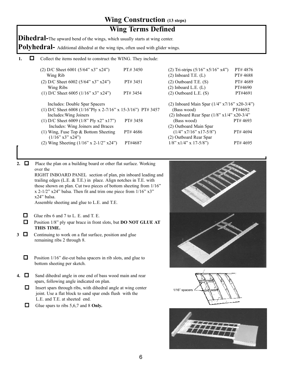 Wing construction, Wing terms defined dihedral, Polyhedral | Carl Goldberg GPMA0960 Gentle Lady User Manual | Page 6 / 21