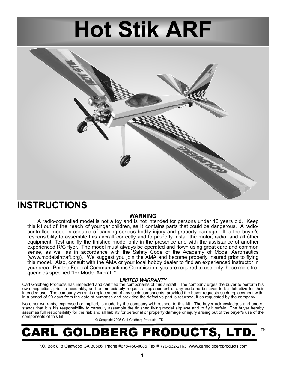 Carl Goldberg GBGA1091 User Manual | 15 pages