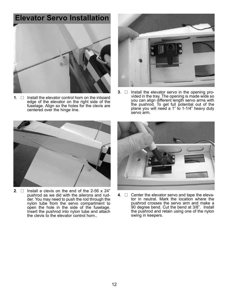 Elevator servo installation | Carl Goldberg GBGA1091 User Manual | Page 12 / 15