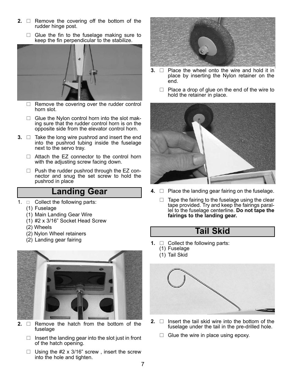 Landing gear, Tail skid | Carl Goldberg GBGA1042 User Manual | Page 7 / 9