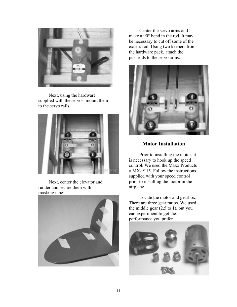 Motor installation | Carl Goldberg GBGA1072 User Manual | Page 11 / 14