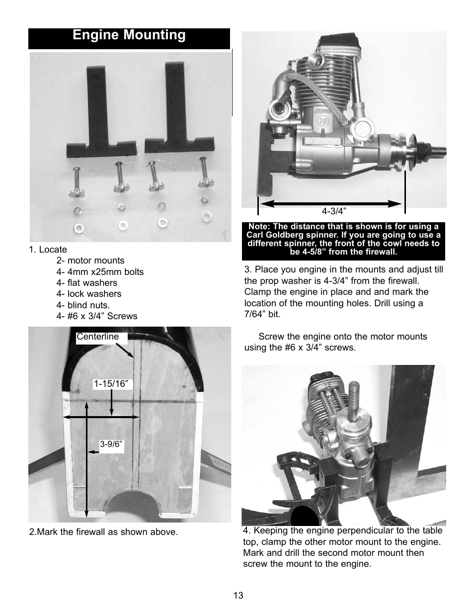 Engine mounting | Carl Goldberg GBGA1075 User Manual | Page 13 / 18