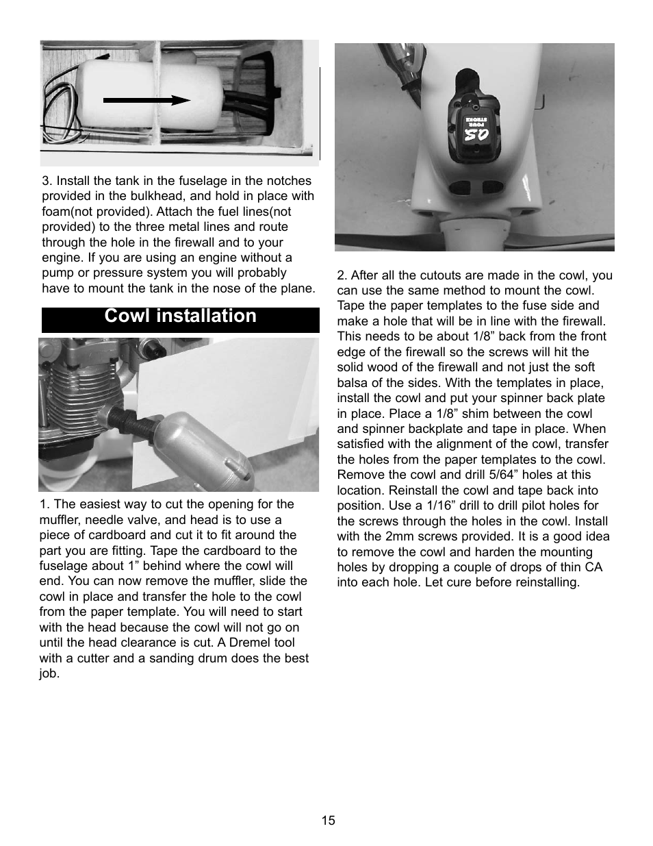 Cowl installation | Carl Goldberg GBGA1075 User Manual | Page 15 / 18