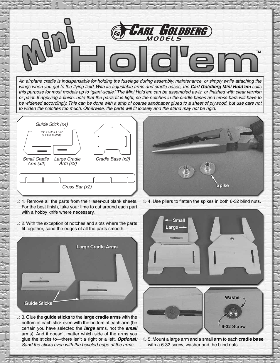 Carl Goldberg GPMP1020 Mini Hold'em Electric Cradle User Manual | 2 pages