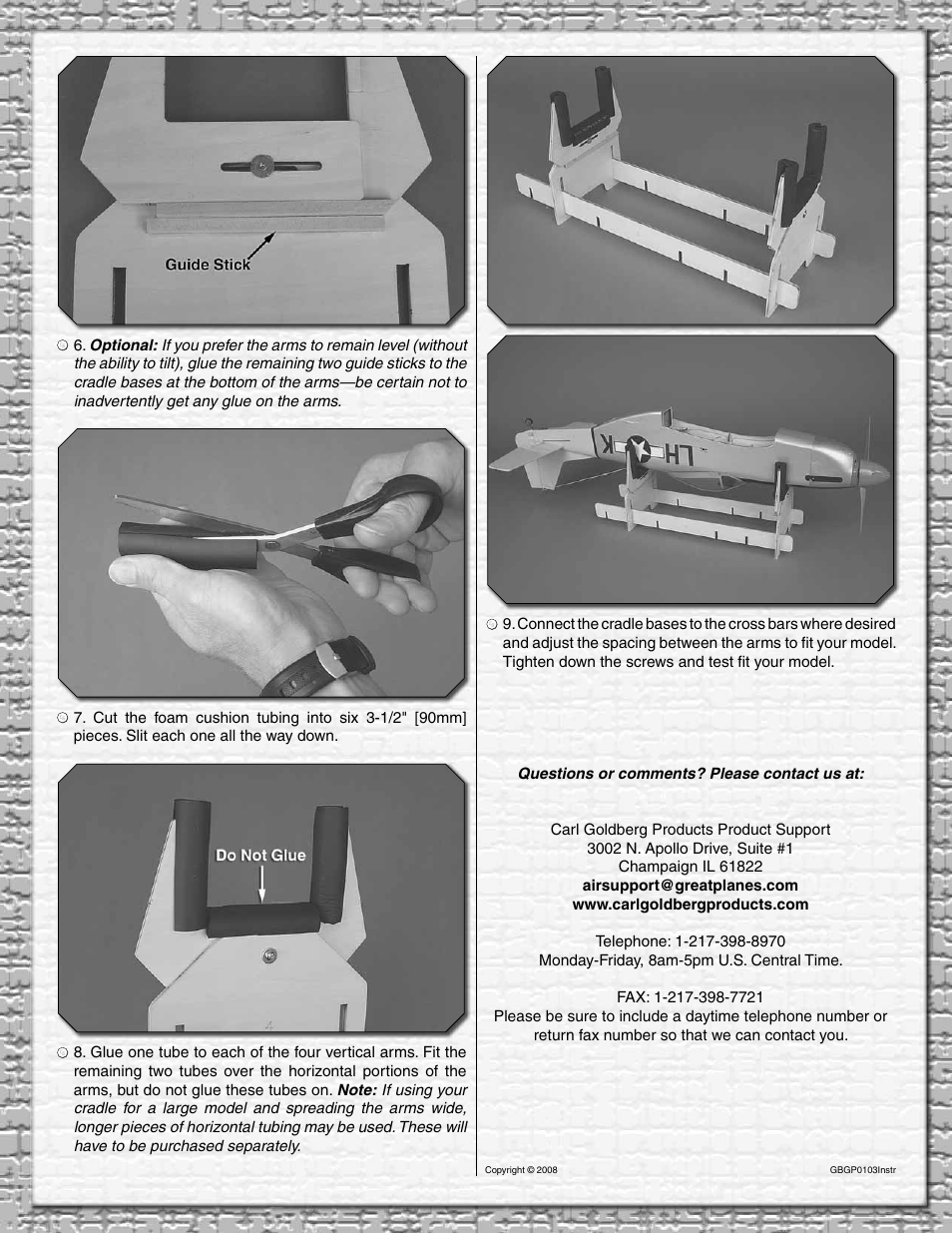 Carl Goldberg GPMP1020 Mini Hold'em Electric Cradle User Manual | Page 2 / 2