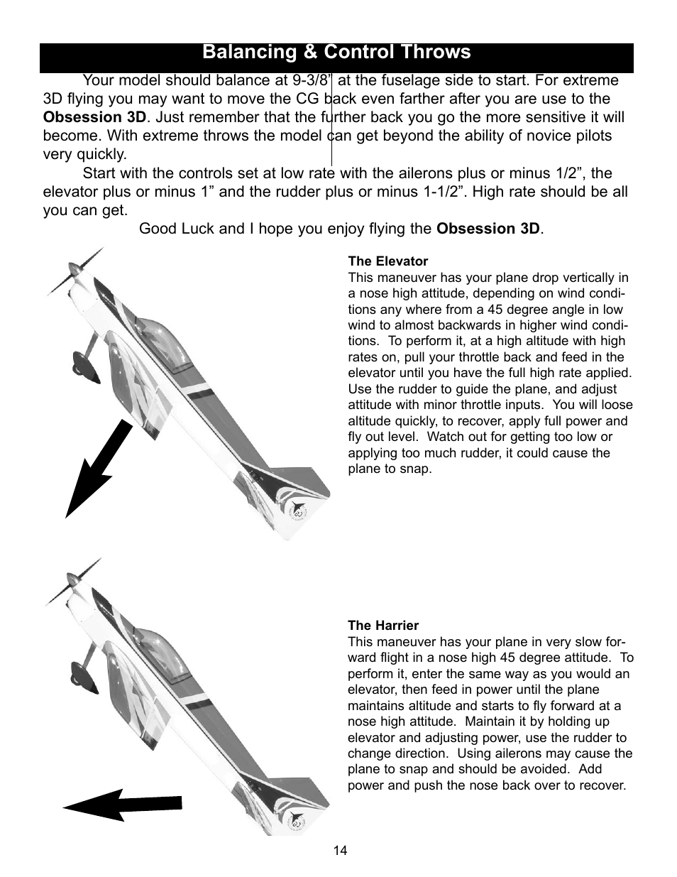 Balancing & control throws | Carl Goldberg GBGA1090 User Manual | Page 14 / 16