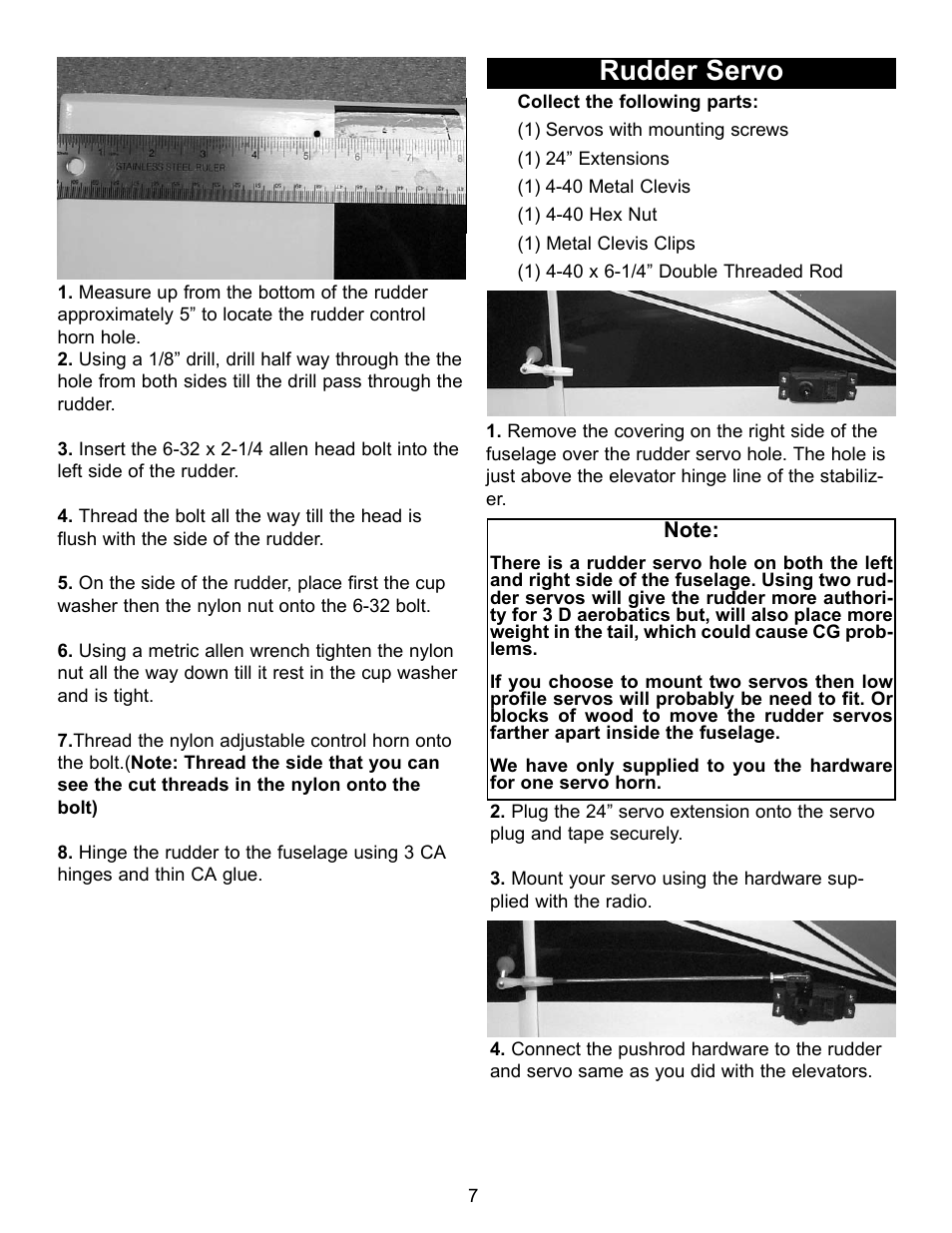 Rudder servo | Carl Goldberg GBGA1090 User Manual | Page 7 / 16