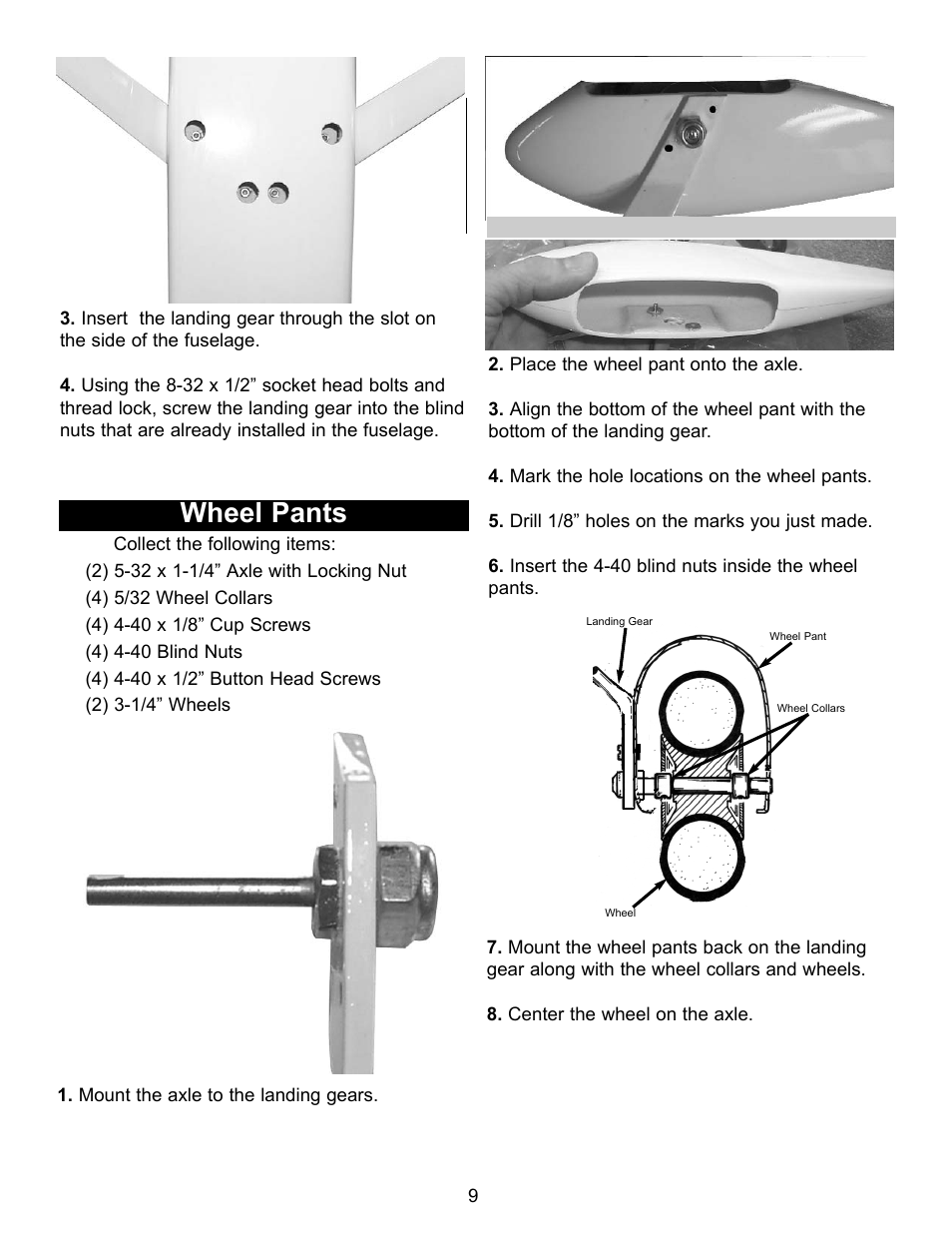 Wheel pants | Carl Goldberg GBGA1090 User Manual | Page 9 / 16