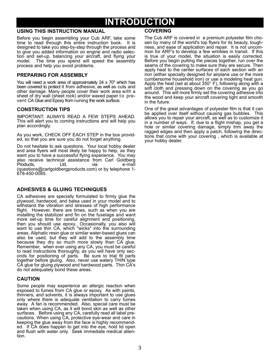 Introduction | Carl Goldberg GBGA1064 User Manual | Page 3 / 24