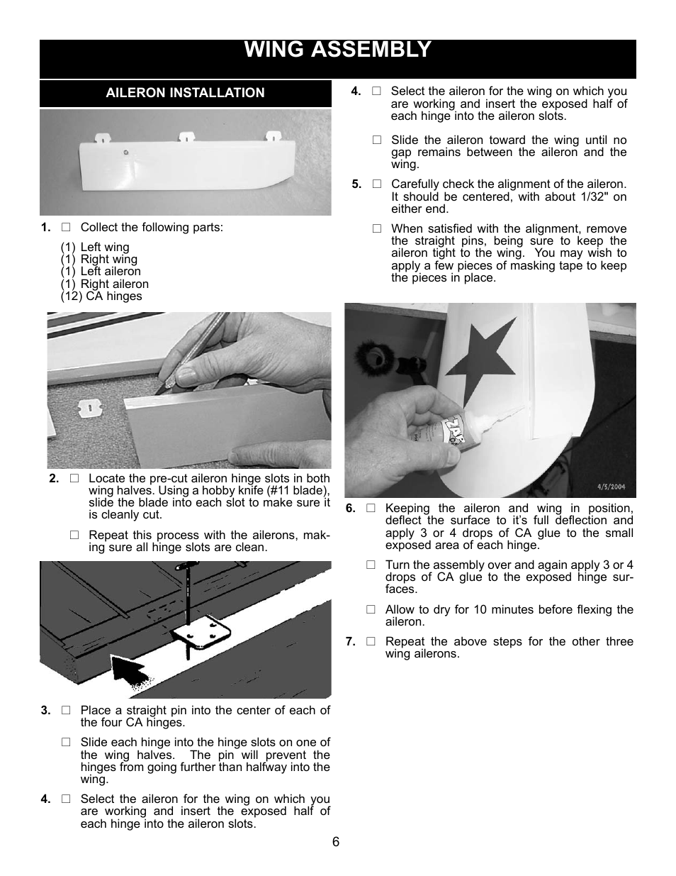 Wing assembly | Carl Goldberg GBGA1088 User Manual | Page 6 / 30