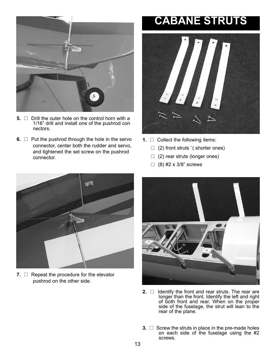 Cabane struts | Carl Goldberg GPMA1926 Monster Pitts Electric ARF User Manual | Page 13 / 17