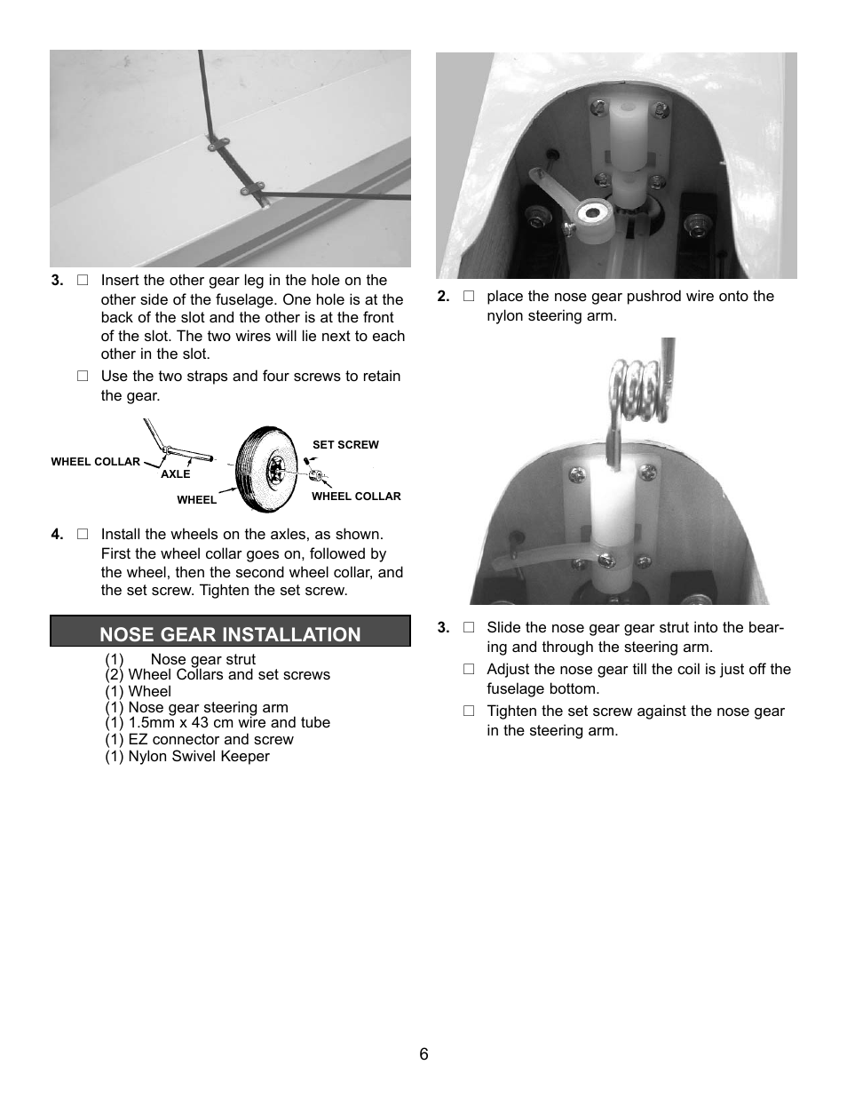 Nose gear installation | Carl Goldberg GBGA1058 User Manual | Page 6 / 9
