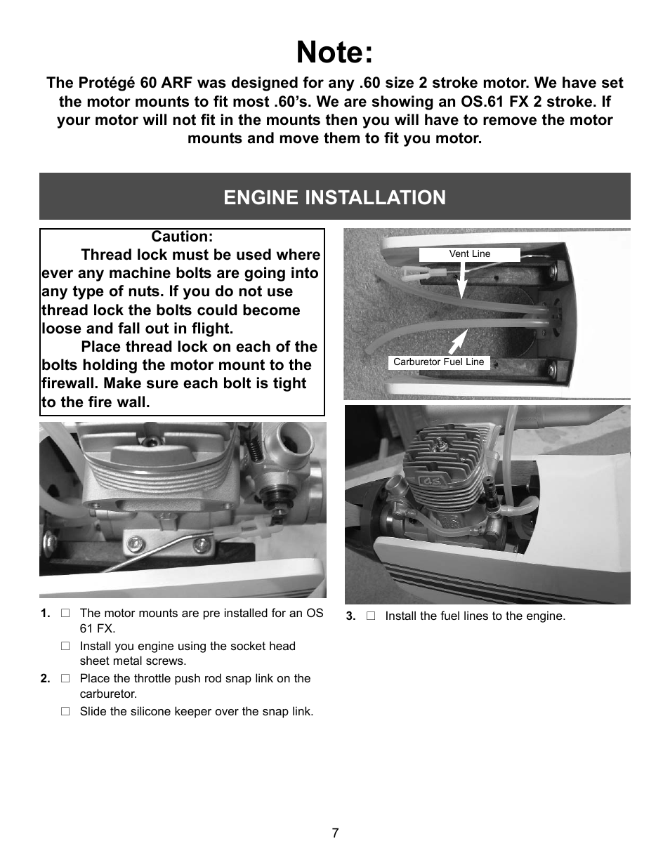 Engine installation | Carl Goldberg GBGA1058 User Manual | Page 7 / 9