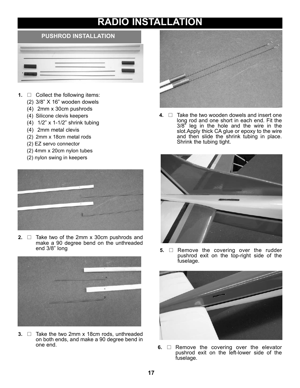 Radio installation | Carl Goldberg GBGA1092 User Manual | Page 17 / 24